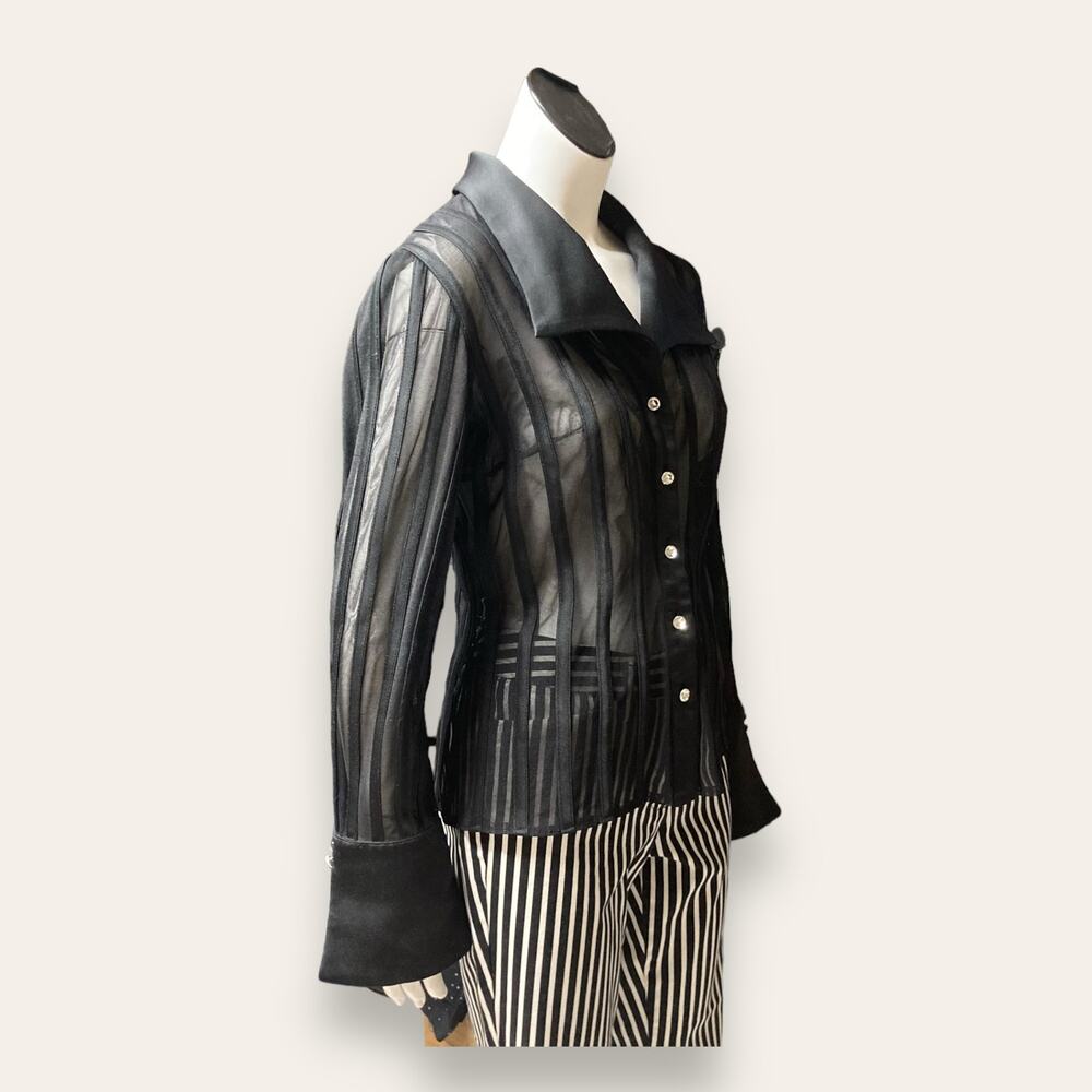 Js Collections Black Mesh Structured Gemstone Lon… - image 3